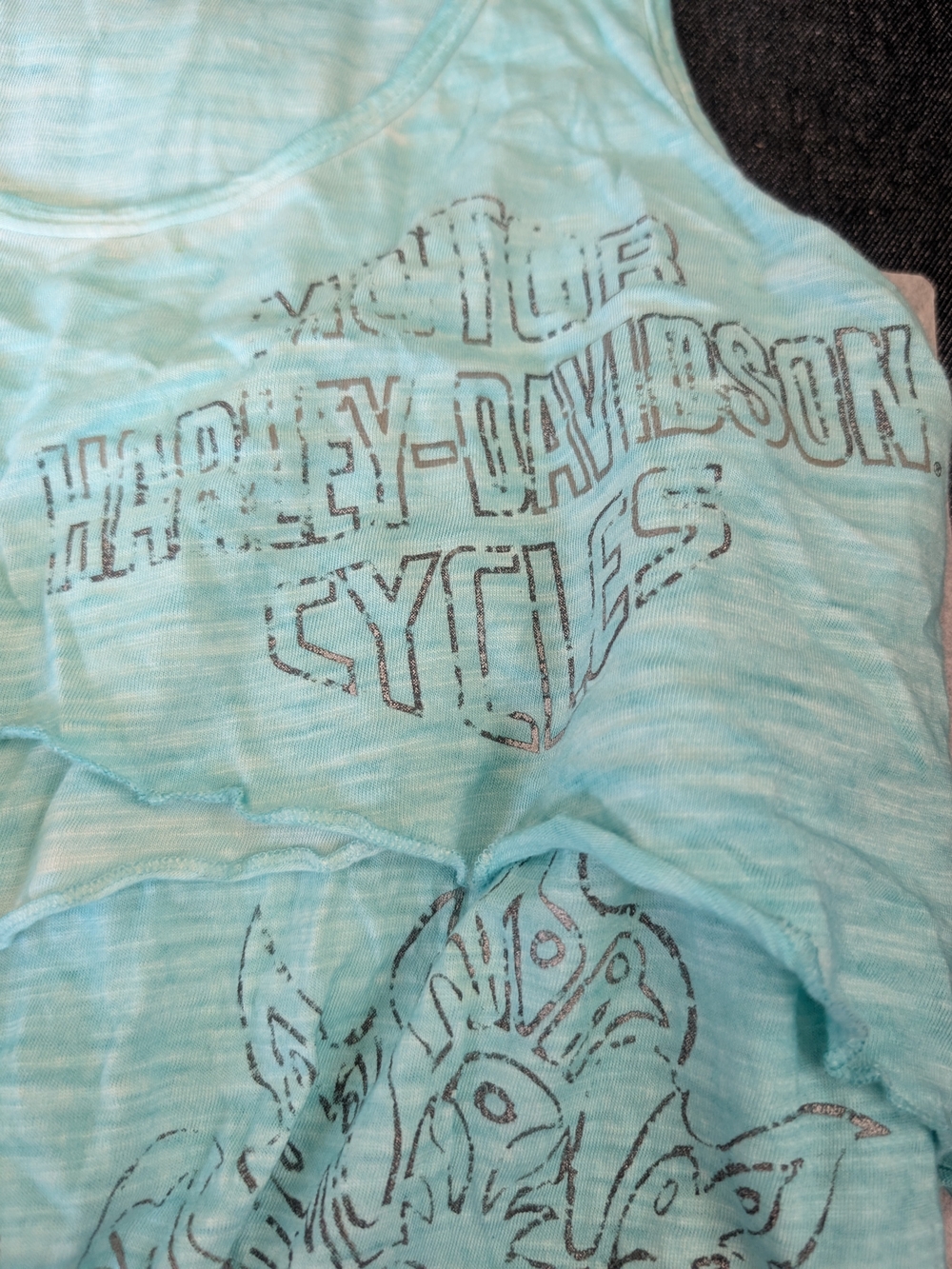 Harley-Davidson Aqua Layered Burnout Tank Top Skull Graphics